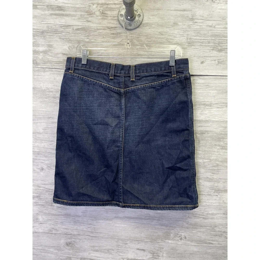 Express Jeans Skirt Juniors 9/10‎ Blue Denim Straight Pencil Short Slit 7834
